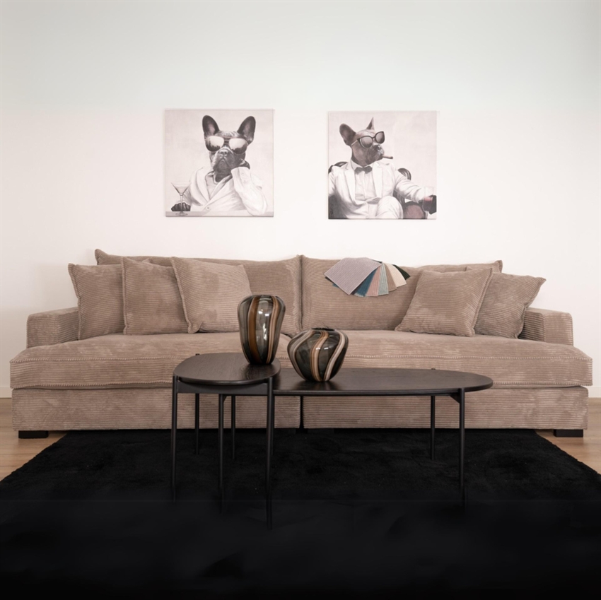 Fløjls sofa | Chelsey 3 personers flydersofa | Mink